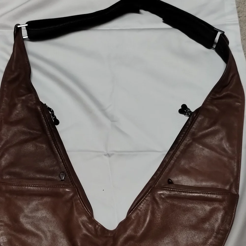 Brown Leather Hobo Crossbody Bag - Picture 1 of 5